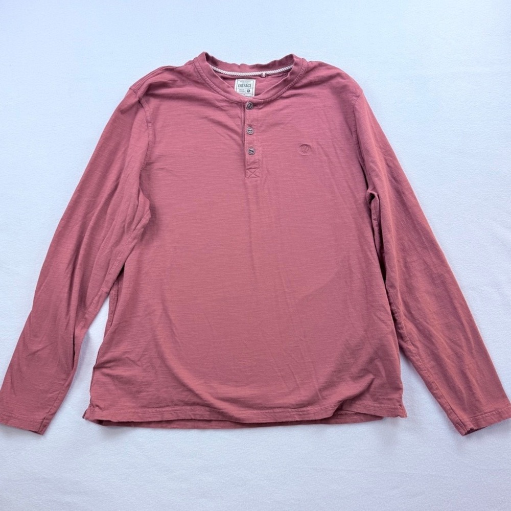 FatFace Henley Shirt Mens XL Mauve Long Sleeve Cabin Earthy Rugged Relaxed Fit